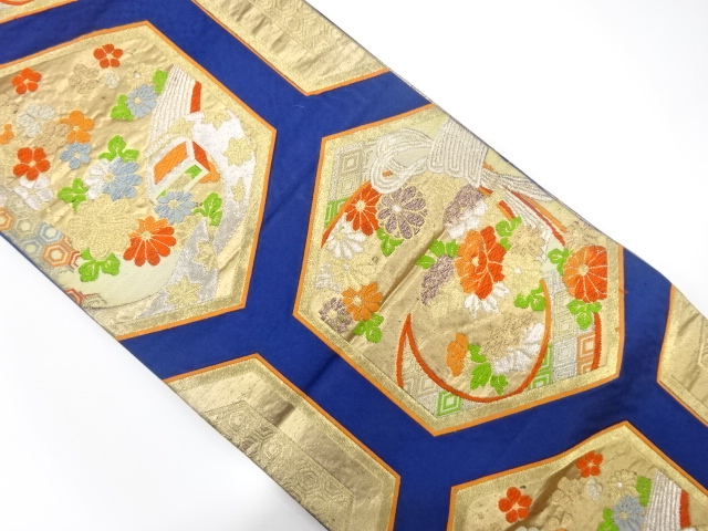 JAPANESE KIMONO / ANTIQUE FUKURO OBI / SILK / WOVEN NOSHI & FLOWER